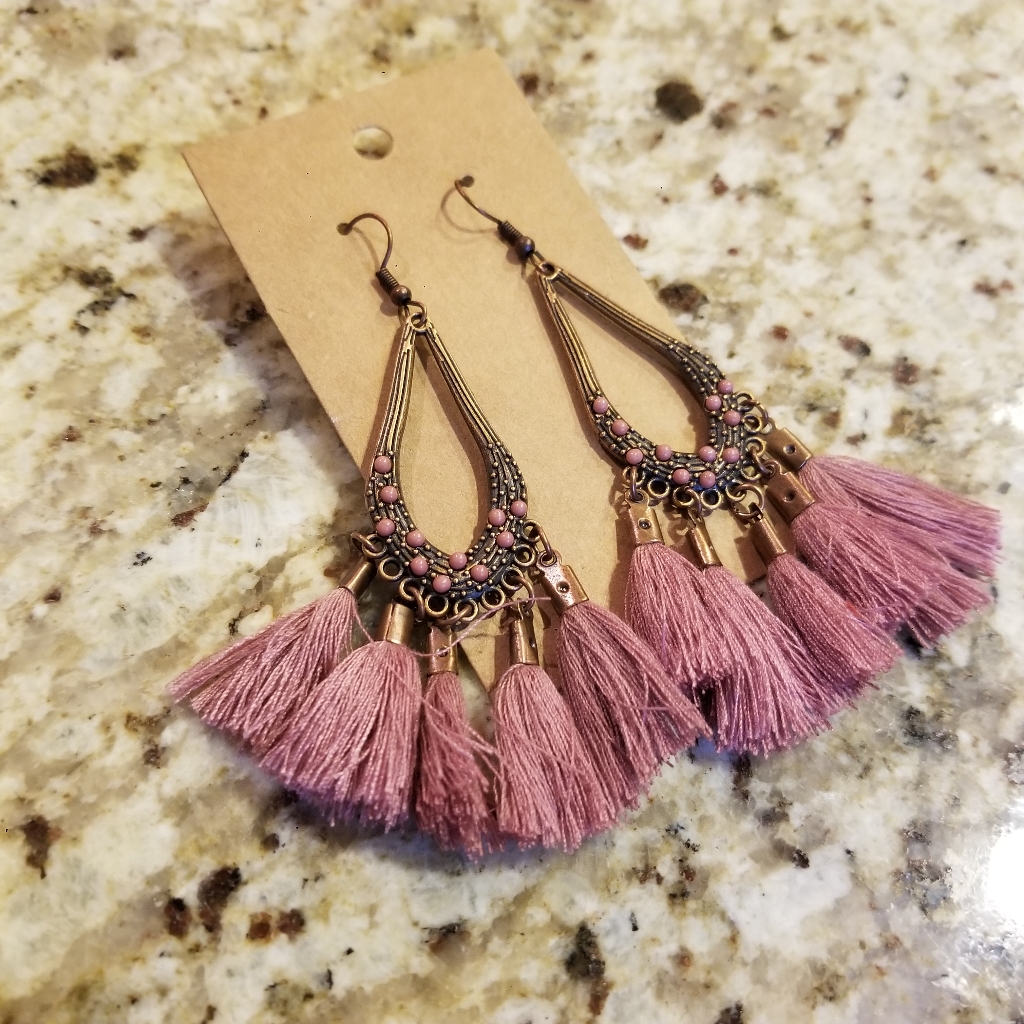 Be | Fringe Tassel Cotton Bronze Drop Earrings